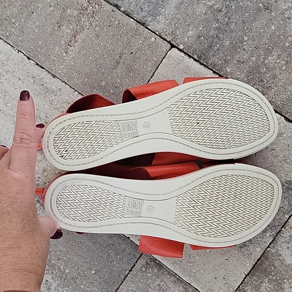 Eileen Fisher Sport Platform Sandal Sz 8 Bright Ember Soft Leather - Picture 7 of 10